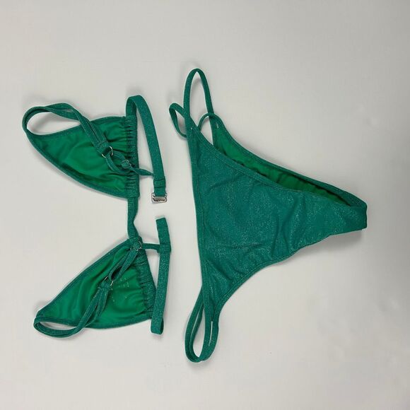 Bydee Bikini Set - Emerald Green Shimmer (Top M, Bottom L) - Picture 6 of 10
